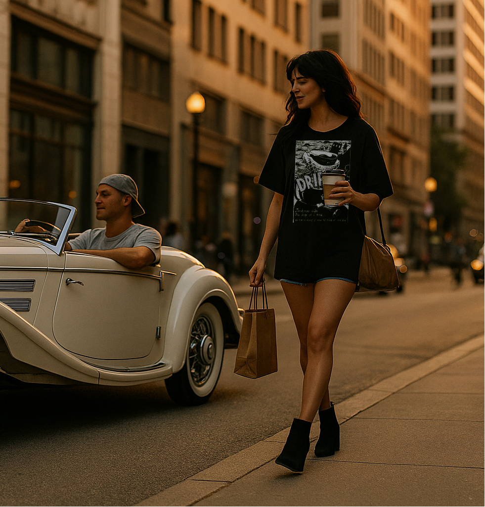 Dripula: "Darkness Drips One Drop at a Time..." Acid Washed Oversized Tee