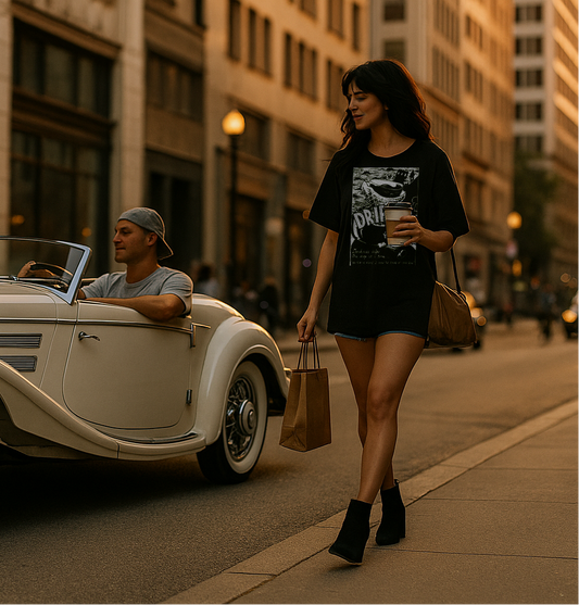 Dripula: "Darkness Drips One Drop at a Time..." Acid Washed Oversized Tee