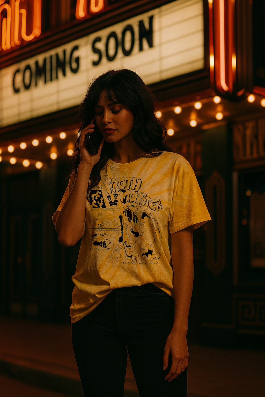 Froth Monster: "The Froth and Heat Becomes Him!" Yellow Tie Dye Tee Shirt